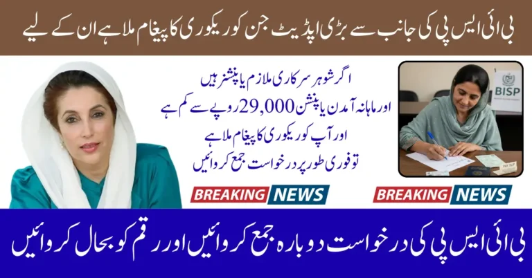 BISP Update Application Process for Pensioners and Low-Salaried Government Employees