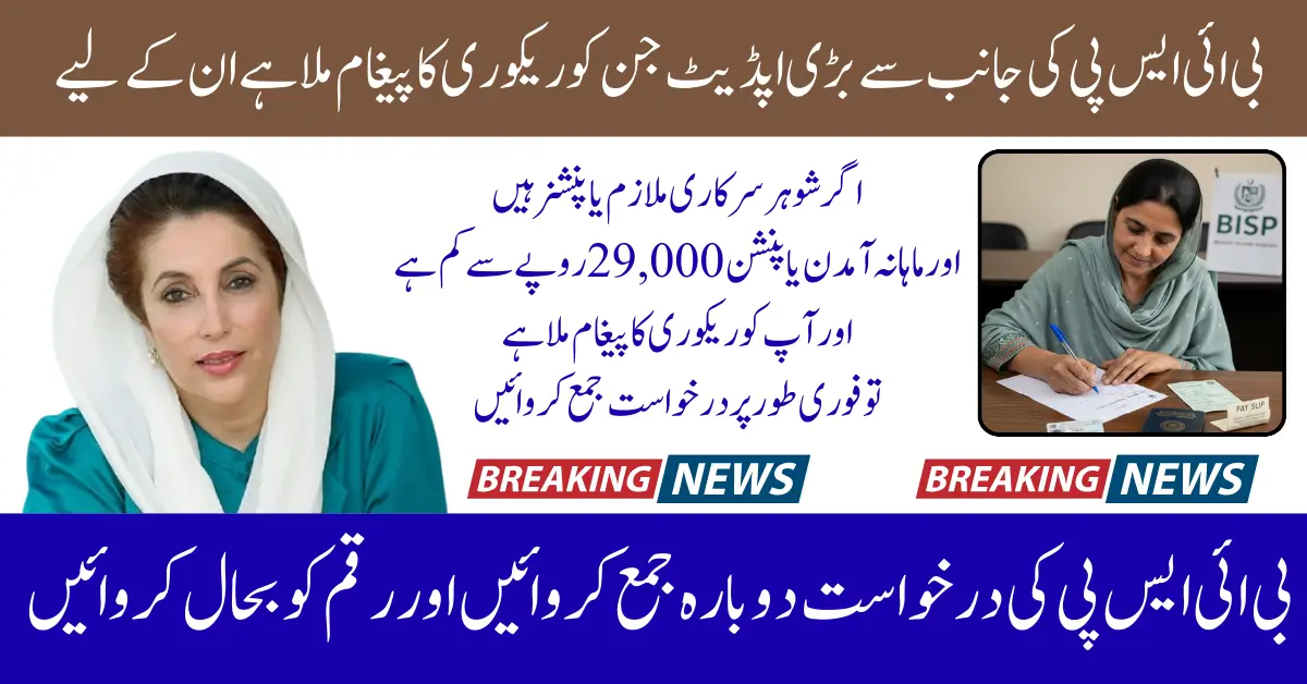 BISP Update Application Process for Pensioners and Low-Salaried Government Employees